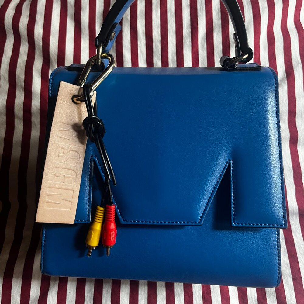 MSGM Blue Leather Top Handle Bag NWT